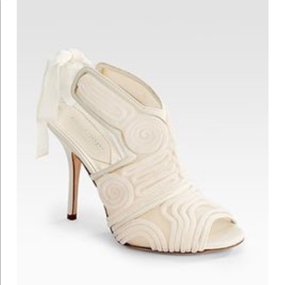 Alberta Ferretti corded mesh peep toe lace up shoe